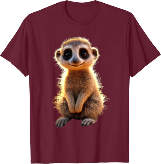 Meerkat Animal Lovers Cute Surikate Meerkat , black T-Shirt - T-Shirt | Maroon