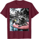 Raccoon Flamingo Float Funny Pool Party Summer Vibes T-Shirt - T-Shirt | Maroon
