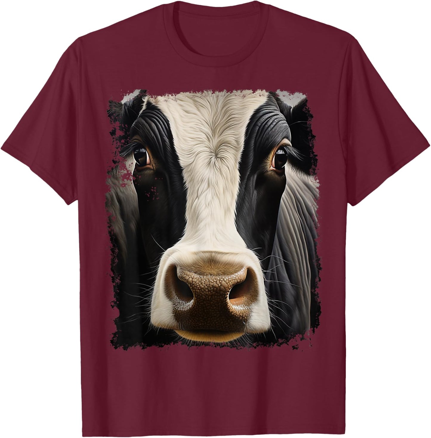 Noah&Friends Women's -Kids Black Animal Print Cow T-Shirt - T-Shirt | Maroon
