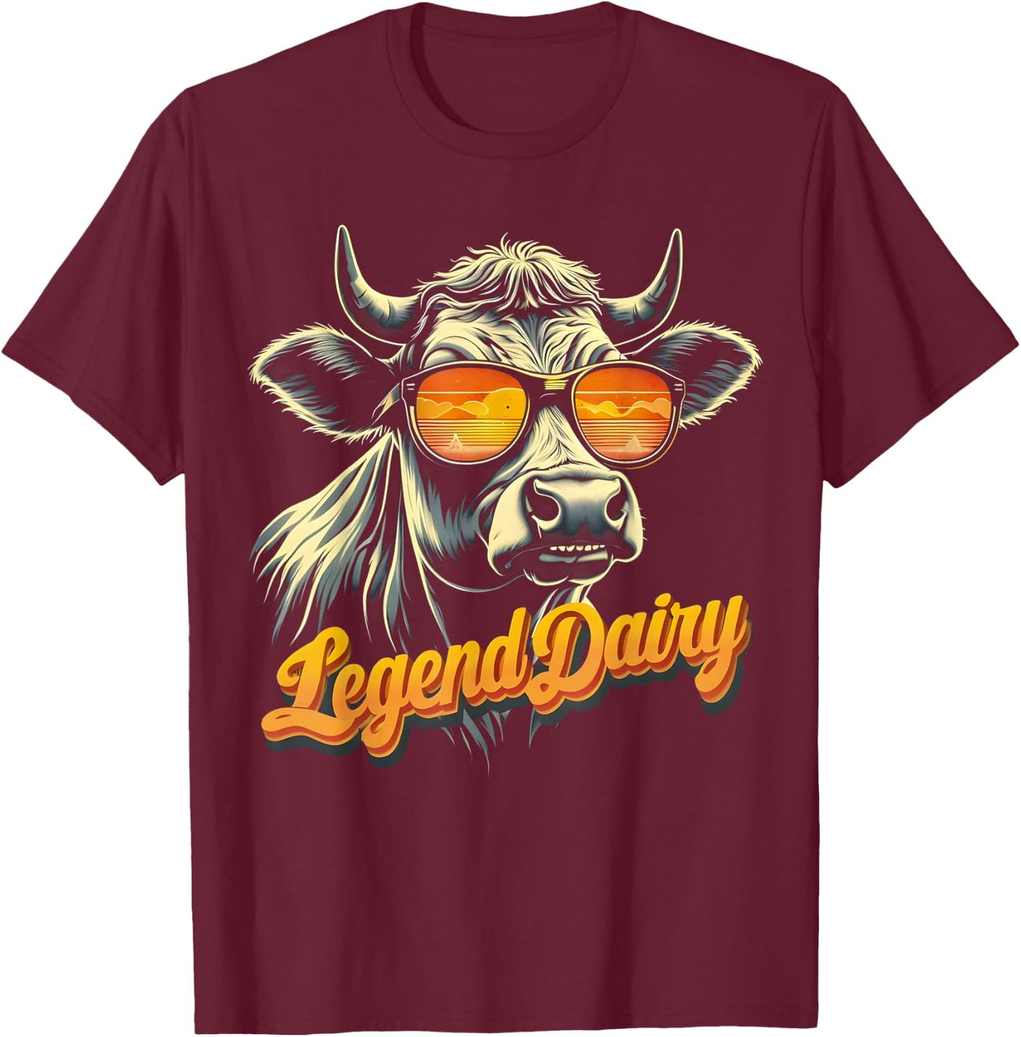 Legend Dairy Funny Farmer Cow Pun Graphic T-Shirt - T-Shirt | Maroon