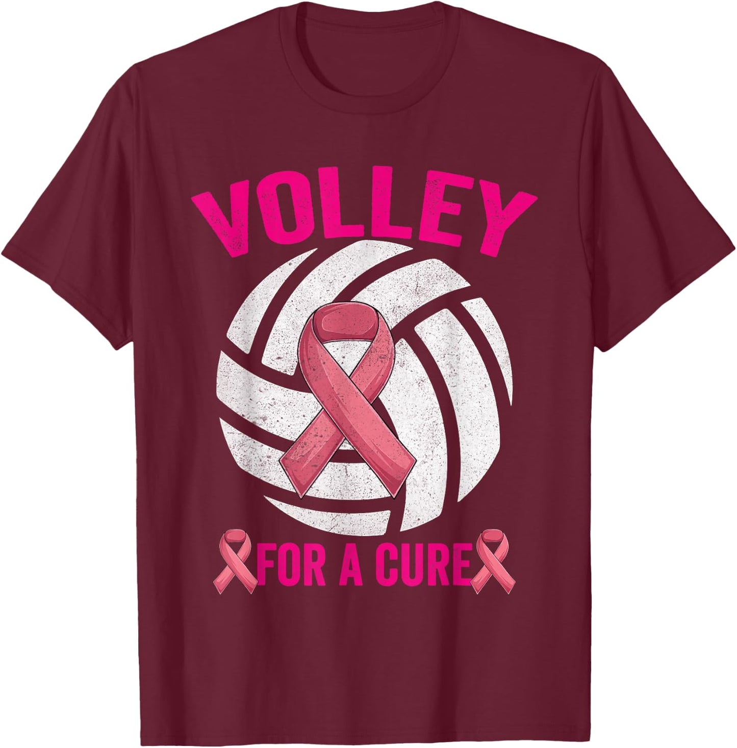 Volley For A Cure Volleyball Breast Cancer Awareness T-Shirt - T-Shirt | Maroon