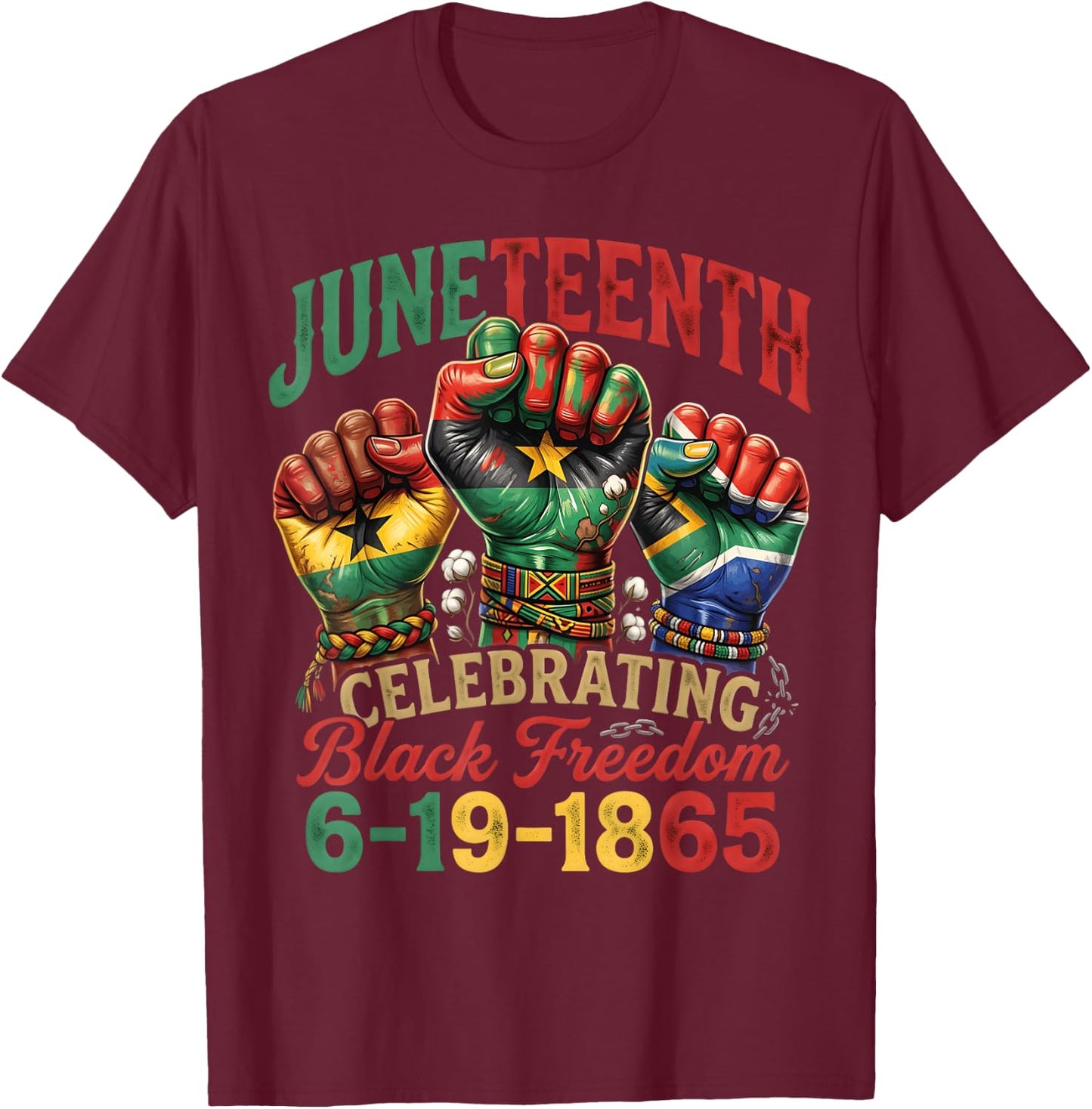 Juneteenth Celebrating Black Freedom Juneteenth 1865 T-Shirt - T-Shirt | Maroon