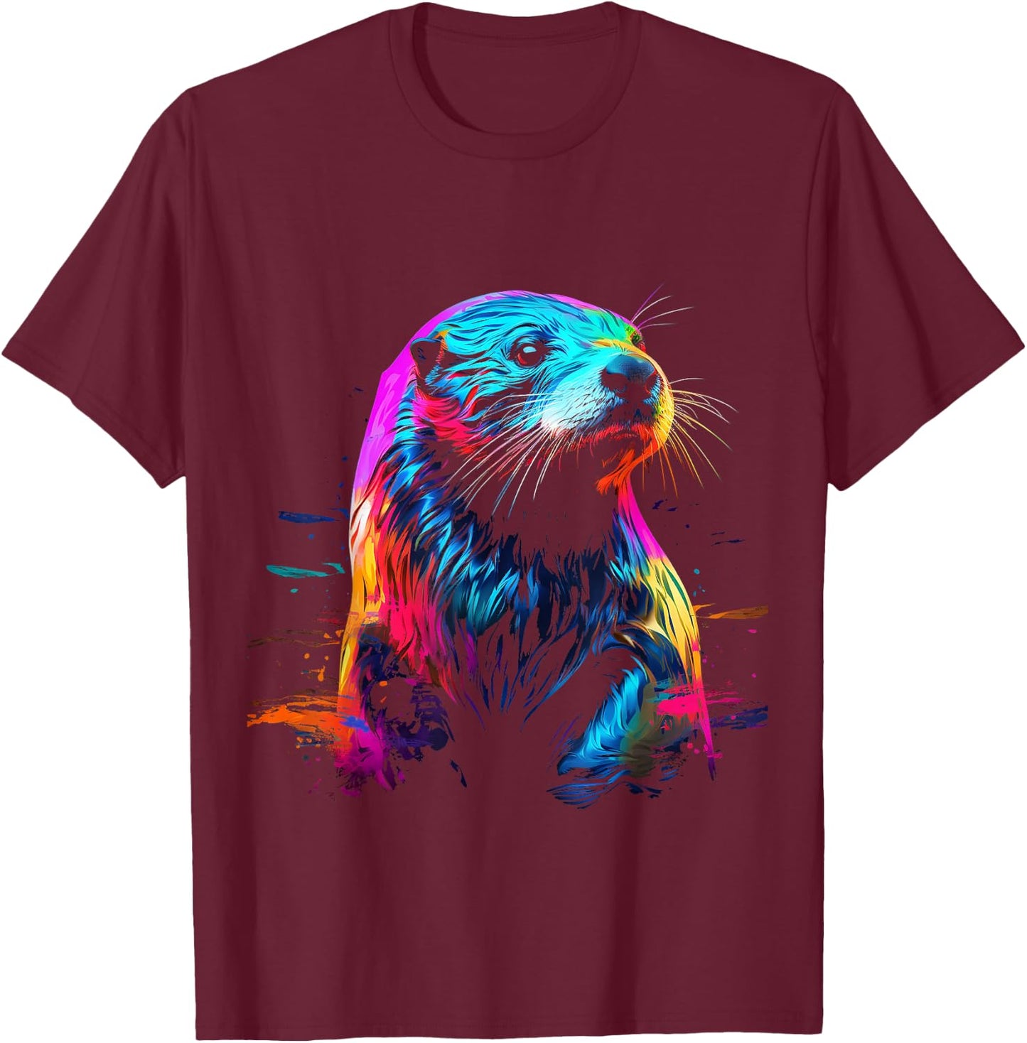 Otter Wildlife Colorful Design Otter Lover Wildlife Otter T-Shirt - T-Shirt | Maroon
