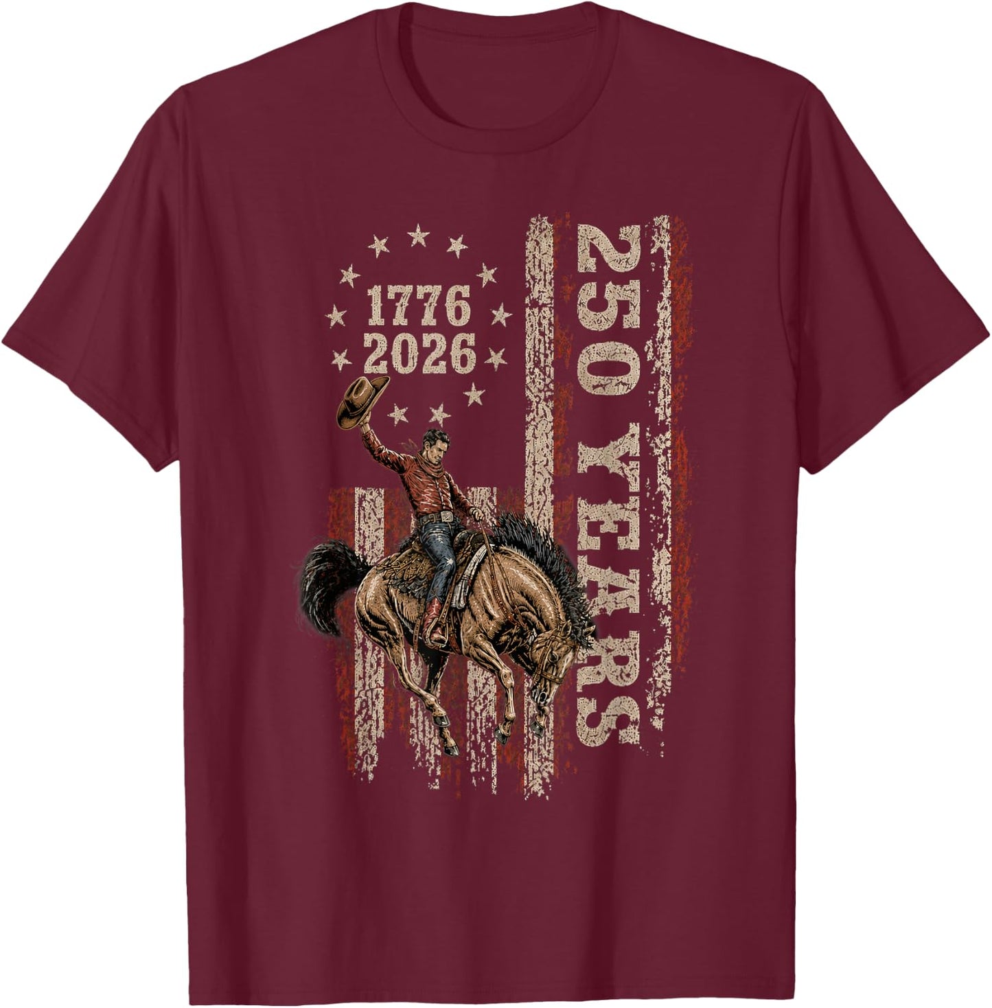 Western Country Cowboy 250 Years USA Women T-Shirt - T-Shirt | Maroon