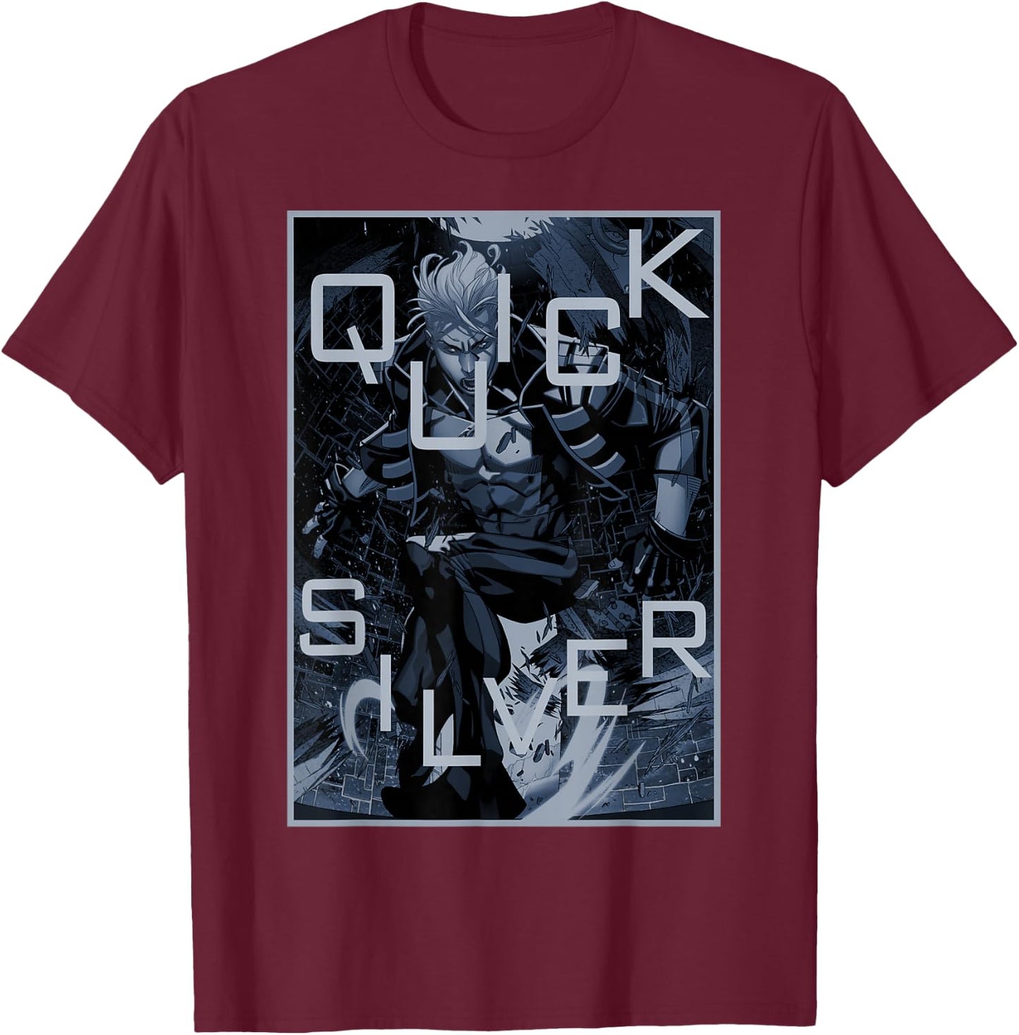 Marvel X-Men Quicksilver The Blink of an Eye Poster T-Shirt - T-Shirt | Maroon