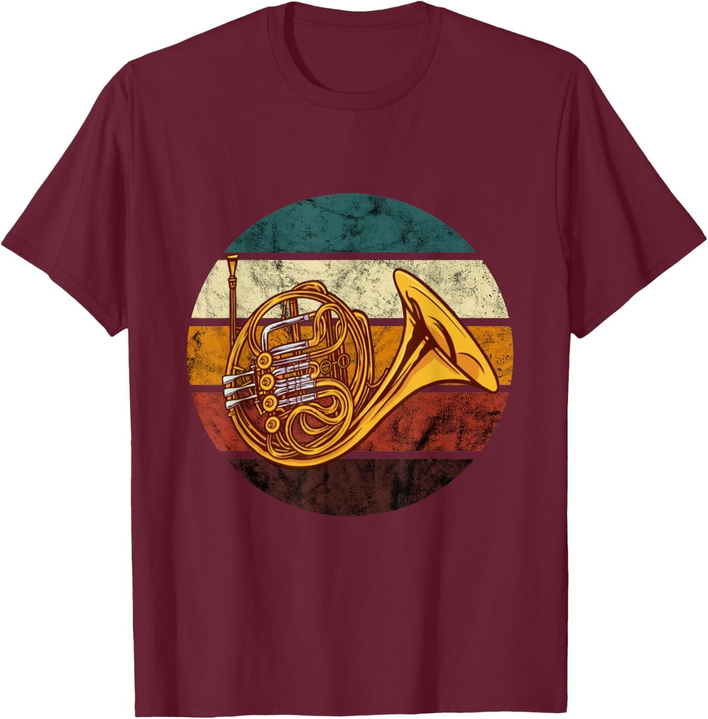 French Horn Player Retro Brass Instrument French Horn T-Shirt - T-Shirt | Maroon