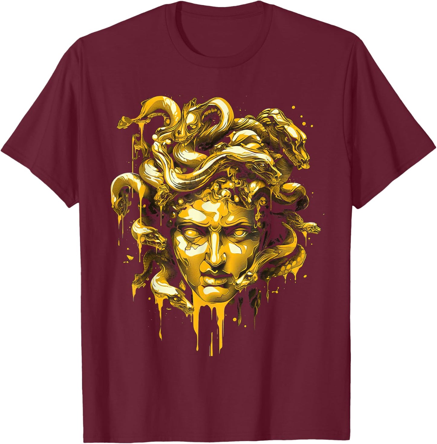 Medusa Head Greek Mythology Ancient Snake Hair T-Shirt - T-Shirt | Maroon
