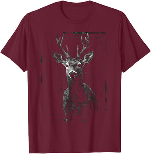 Hirsch Artwork Motiv - Kunst Tier Hirsch T-Shirt - T-Shirt | Maroon