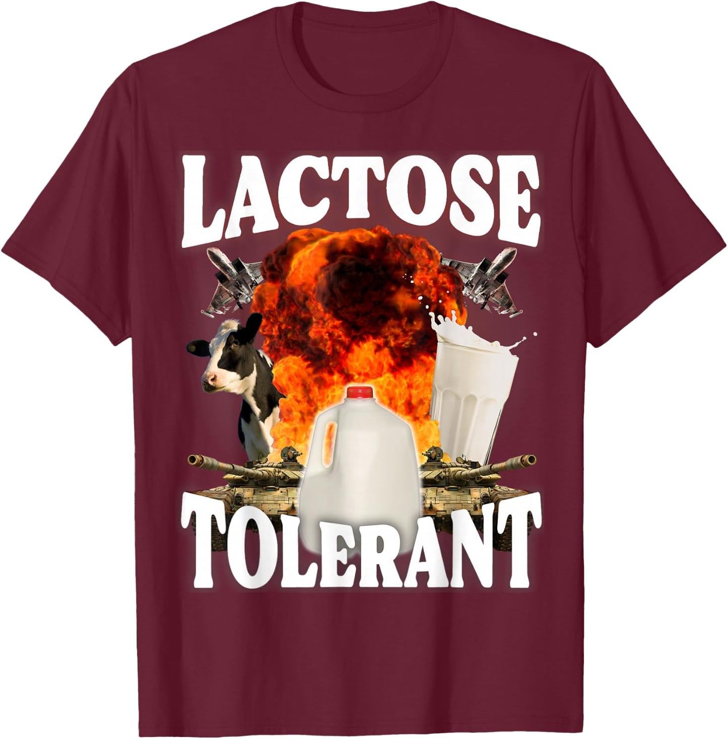 Lactose Tolerant , black T-Shirt - T-Shirt | Maroon