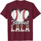 Softball Baseball Lala Heart Leopard Print Mother's Day T-Shirt - T-Shirt | Maroon