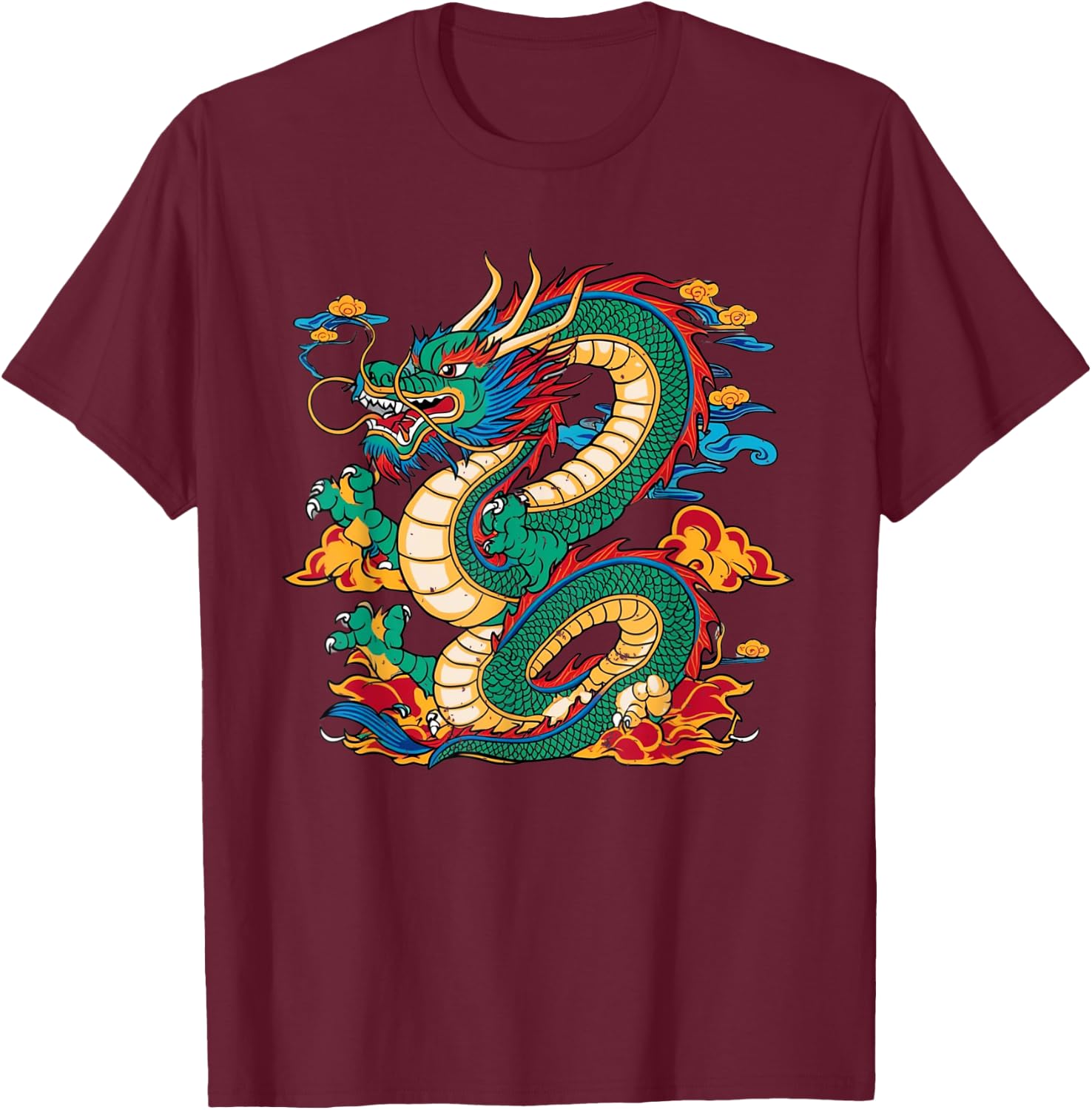 Traditional Chinese Dragon Symbol Of Power and Strength T-Shirt - T-Shirt | Maroon