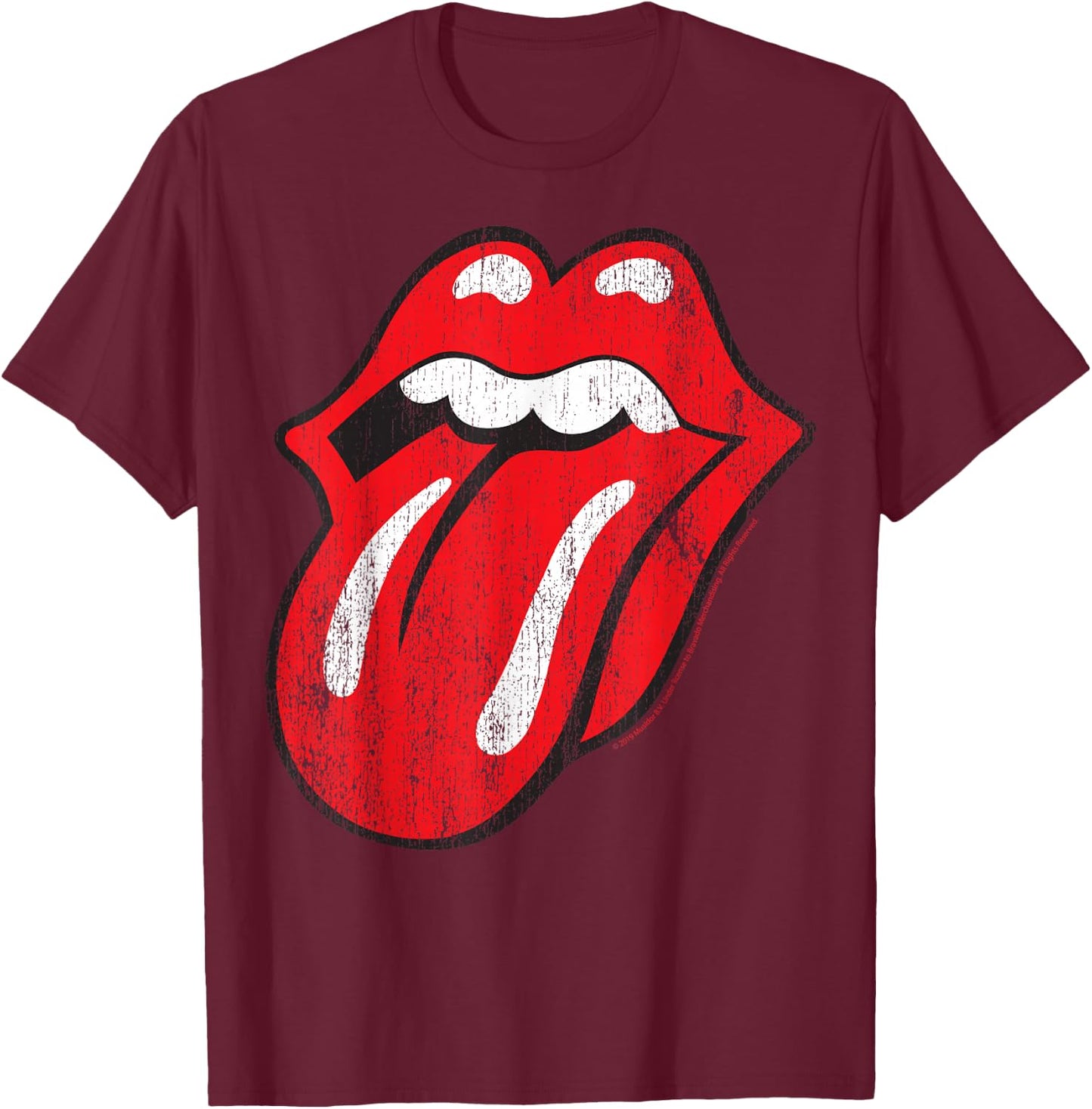 The Rolling Stones Classic Tongue Distressed T-Shirt - T-Shirt | Maroon