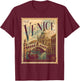 Vintage Venice Italy Travel Retro Postage Stamp Gondola T-Shirt - T-Shirt | Maroon