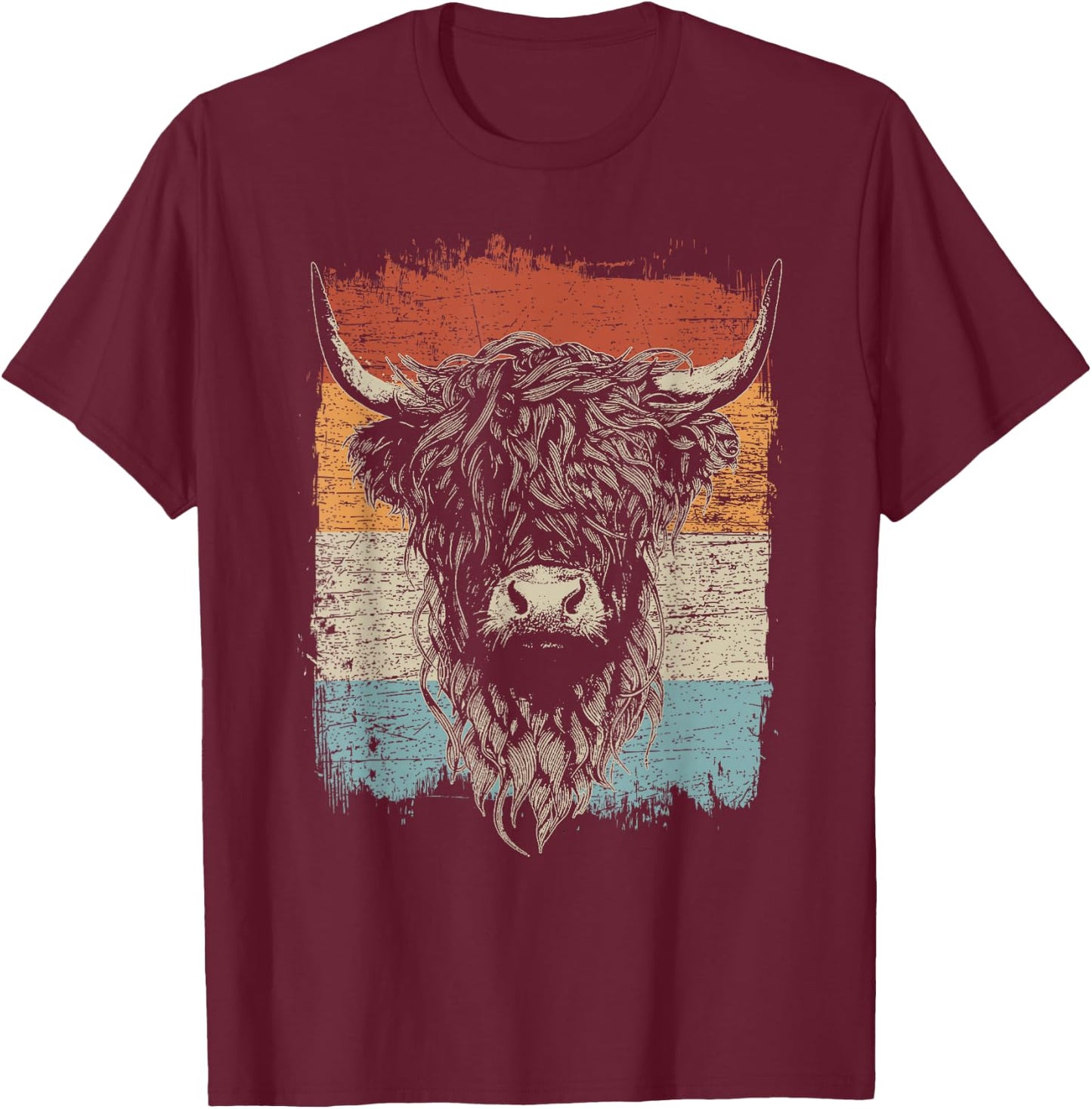 Highland Cattle Cow Highland Cow, black T-Shirt - T-Shirt | Maroon
