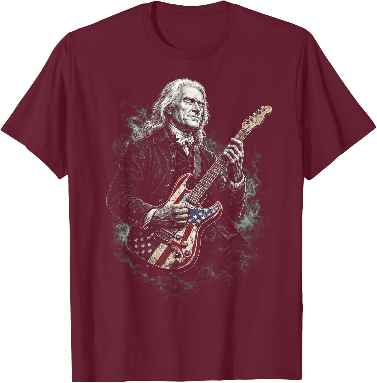 Thomas Jefferson Guitar T-Shirt - T-Shirt | Maroon