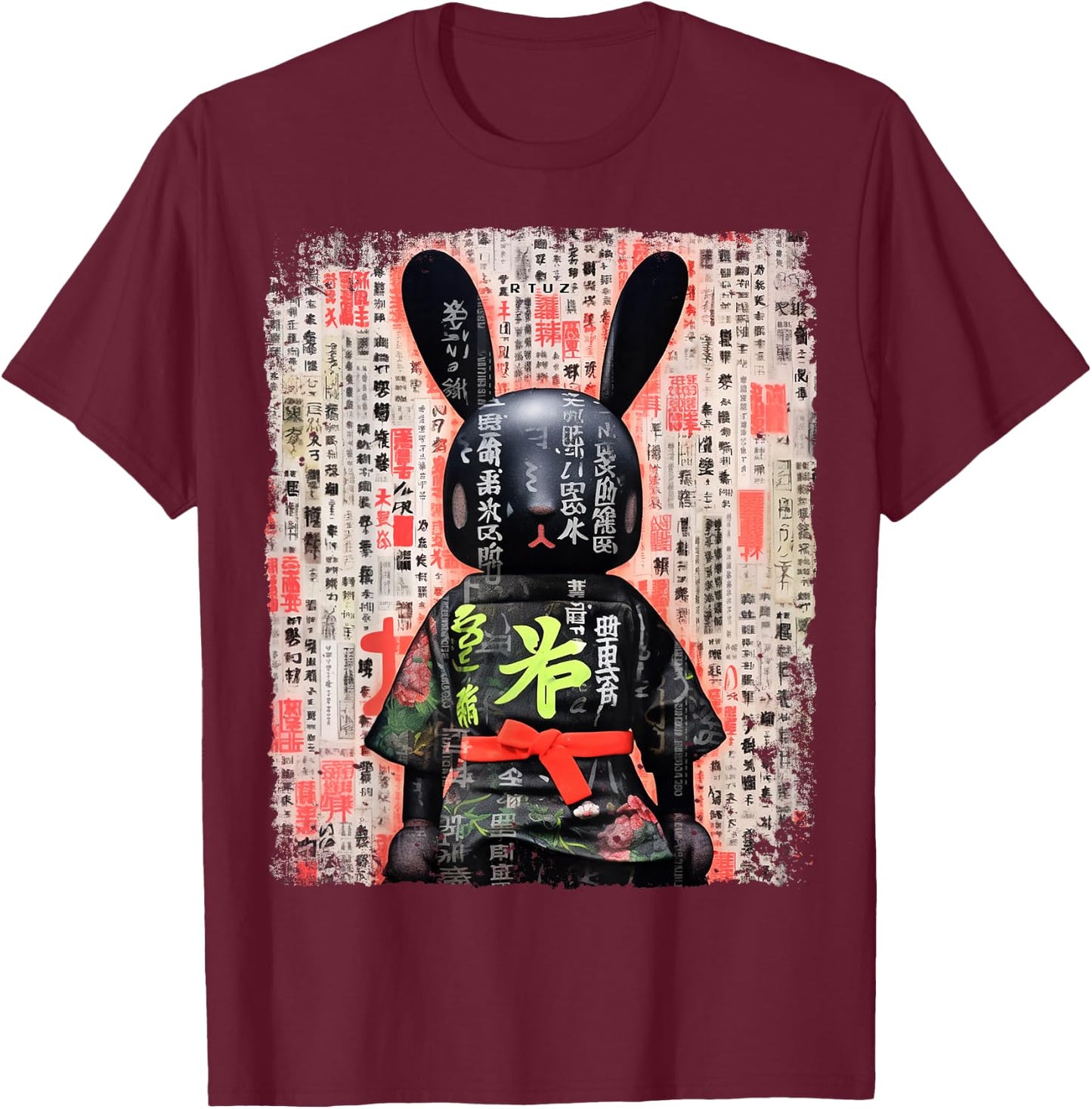 Hip Hop Y2K Vintage Hipster Hare Streetwear Bunny Samurai T-Shirt - T-Shirt | Maroon