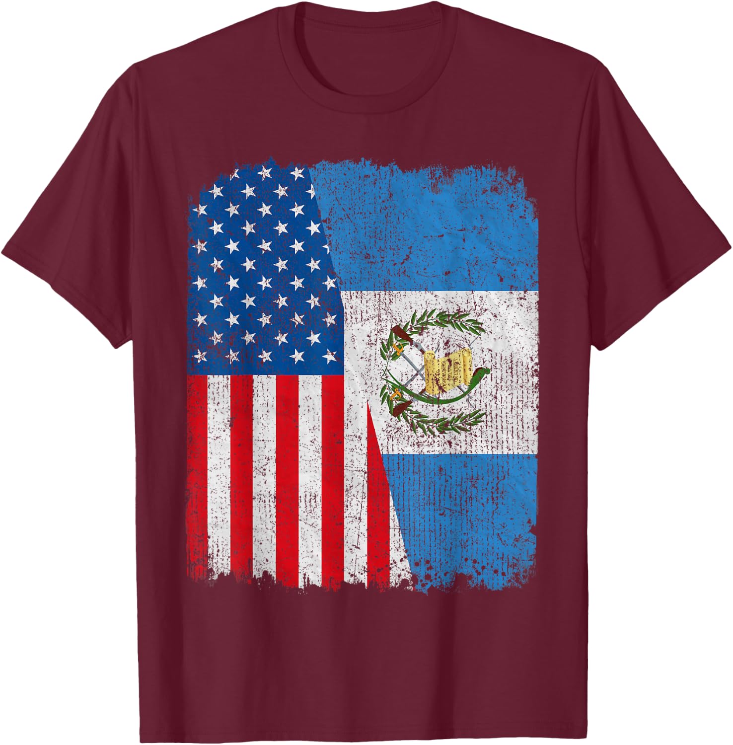 Guatemalan American Flag Half USA Guatemala Root Proud T-Shirt - T-Shirt | Maroon