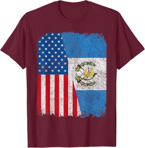 Guatemalan American Flag Half USA Guatemala Root Proud T-Shirt - T-Shirt | Maroon
