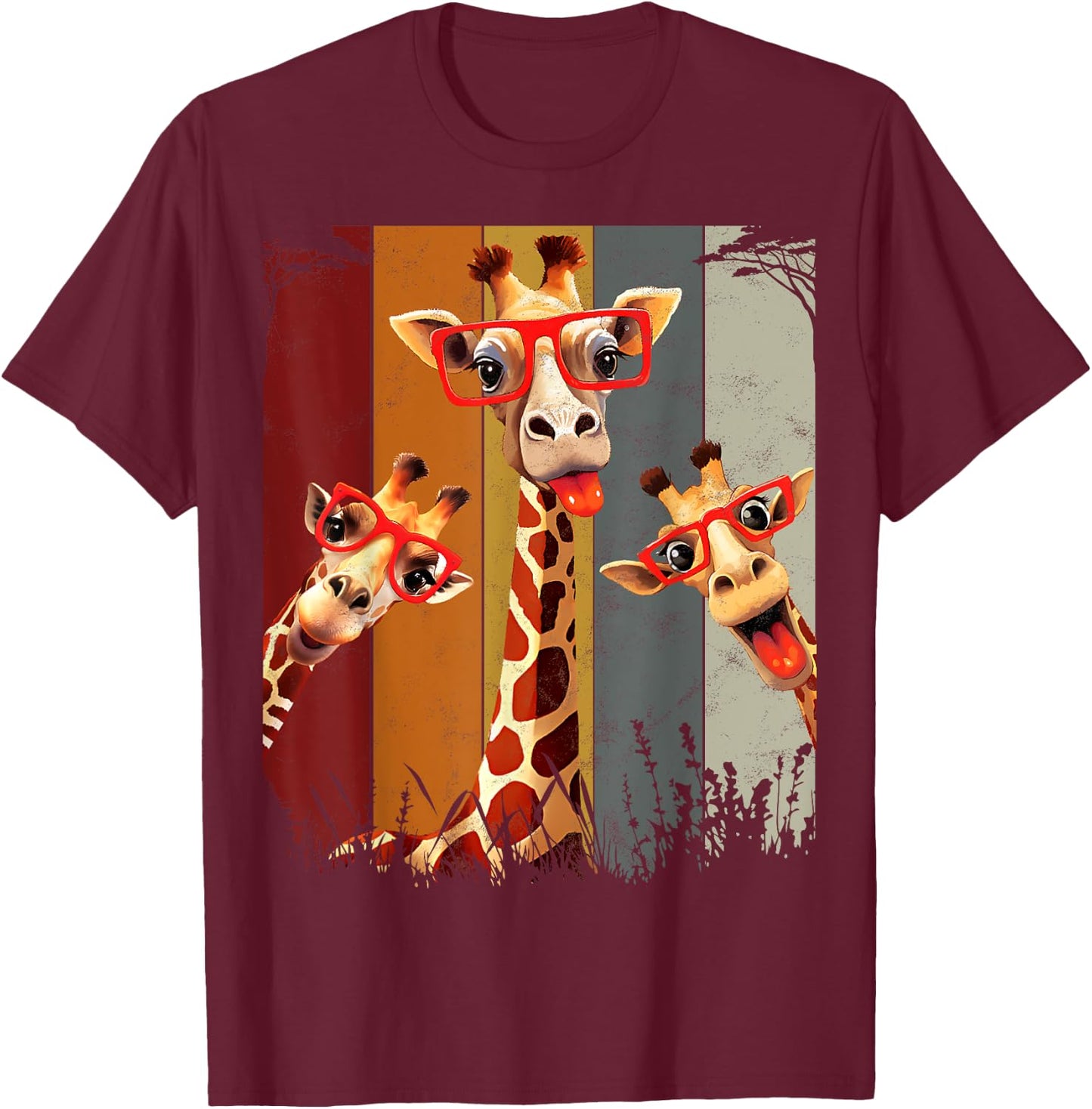 Funny Safari Animal Giraffe Shirt African T-Shirt - T-Shirt | Maroon