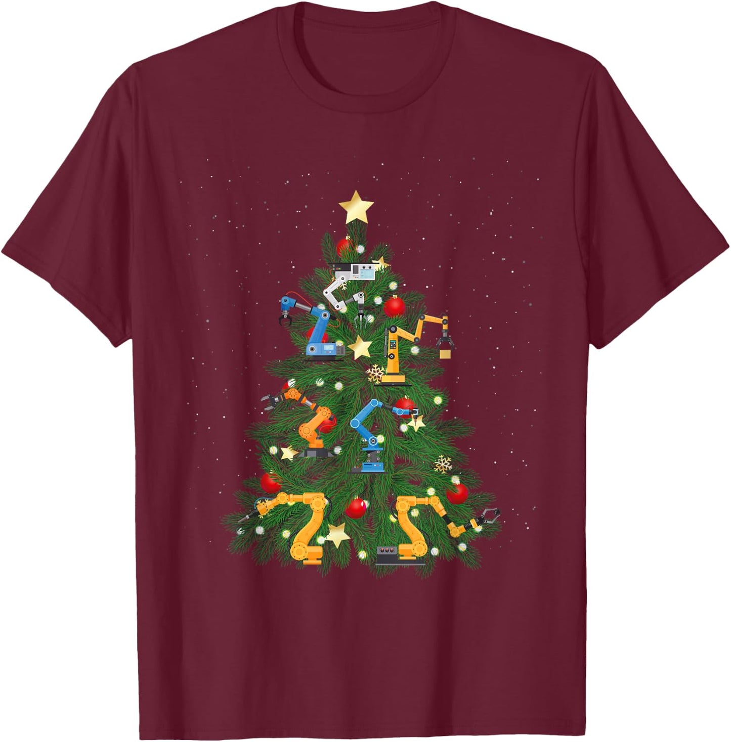 Robot Robotics Engineer Christmas Tree T-Shirt - T-Shirt | Maroon