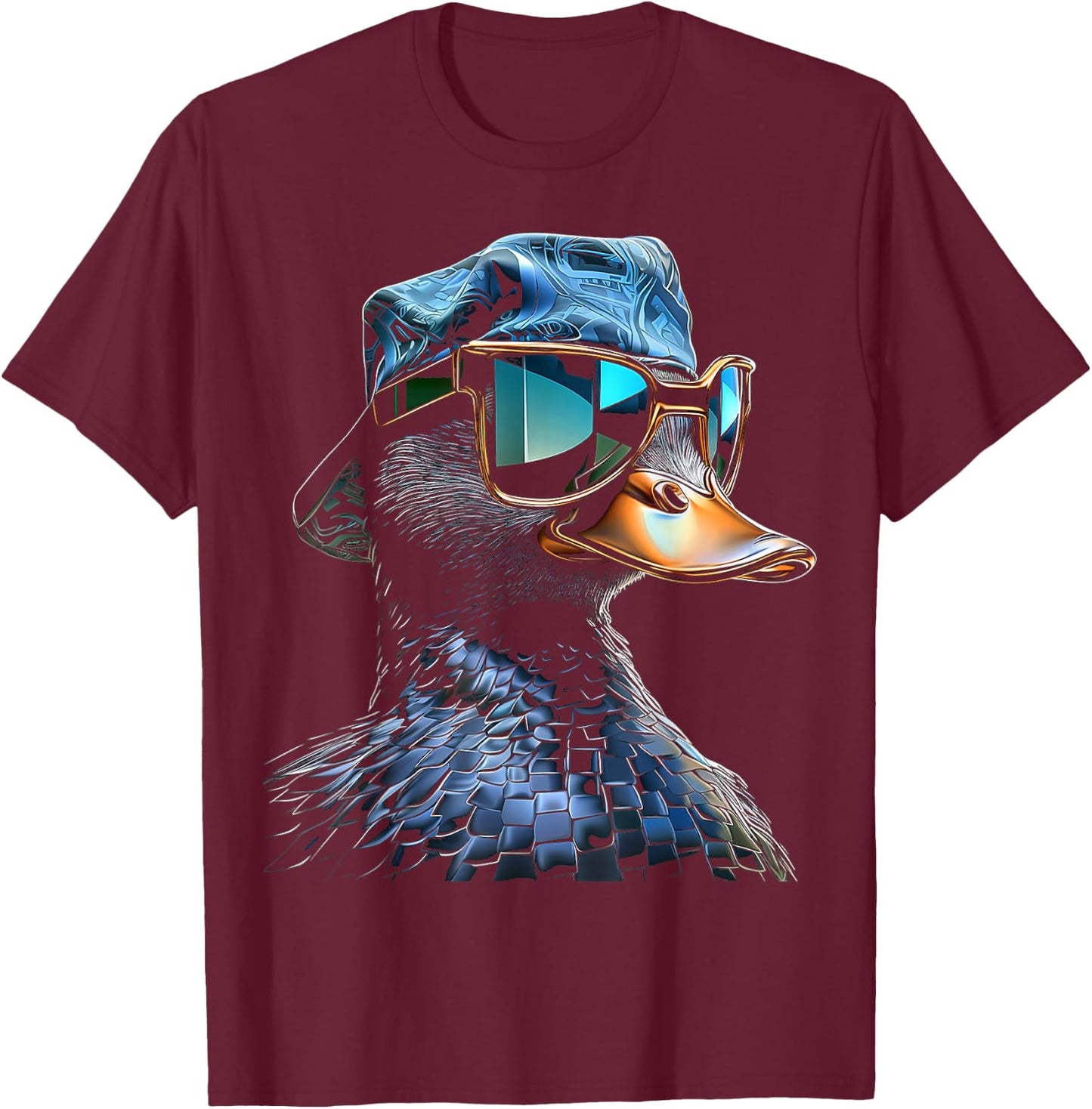 @n!mal Duck Fantasy Pixel Tierkunst Grafik Motiv Ente Schwarz S EU 37.5 T-Shirt - T-Shirt | Maroon
