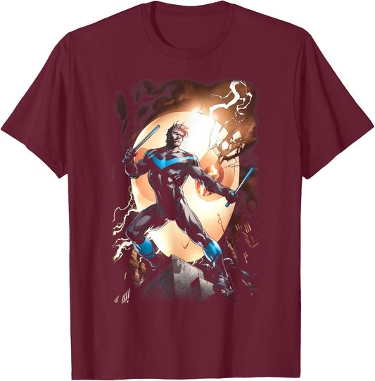 Batman Nightwing Against Owls T-Shirt - T-Shirt | Maroon