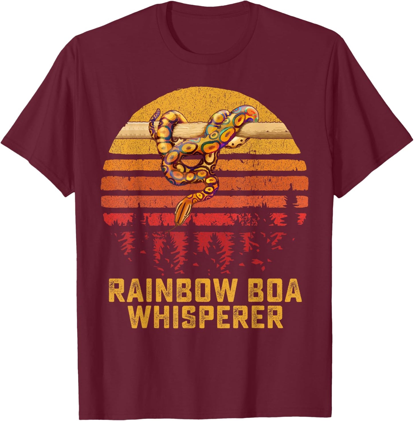 Rainbow Boa Whisperer Zoo Reptile Venom Snake T-Shirt - T-Shirt | Maroon