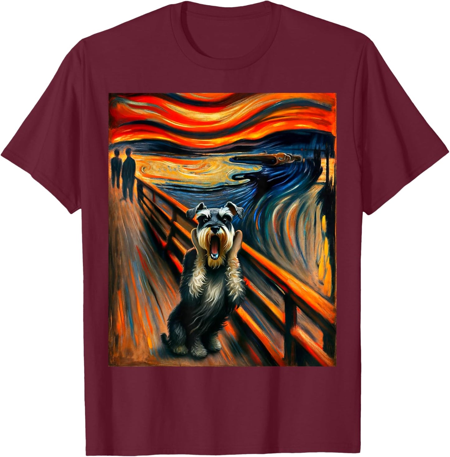 Expressionist Artsy Schnauzer Mini Dog | Artistic Schnauzer T-Shirt - T-Shirt | Maroon