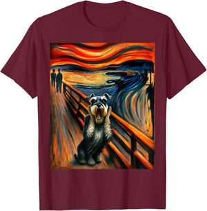 Expressionist Artsy Schnauzer Mini Dog | Artistic Schnauzer T-Shirt - T-Shirt | Maroon
