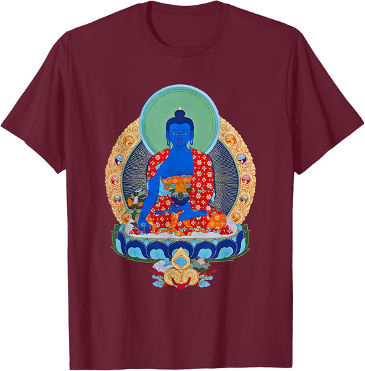 Vajrayana Tibetan Medicine Buddha T-Shirt - T-Shirt | Maroon