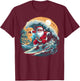 Vintage Surfer Christmas Surfing Santa Claus Beach Surfboard T-Shirt - T-Shirt | Maroon