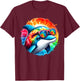 Cool Graphic Tie Dye Sunglasses Dolphin Illustration Art T-Shirt - T-Shirt | Maroon