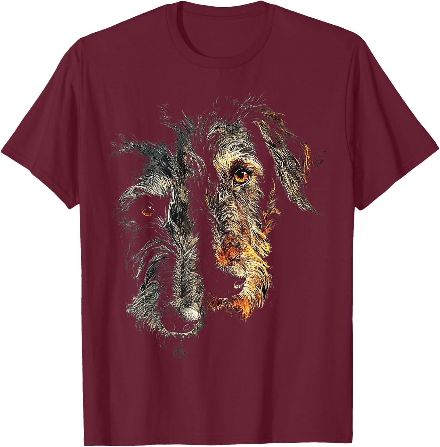 Irish Wolfhound Dog Graphic Pet Illustration Irish Wolfhound T-Shirt - T-Shirt | Maroon