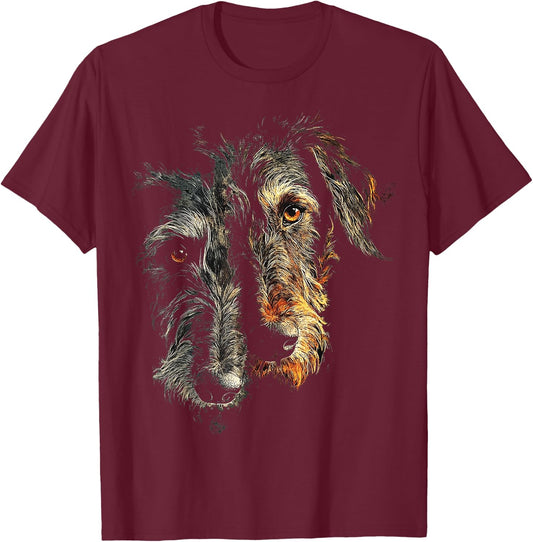 Irish Wolfhound Dog Graphic Pet Illustration Irish Wolfhound T-Shirt - T-Shirt | Maroon