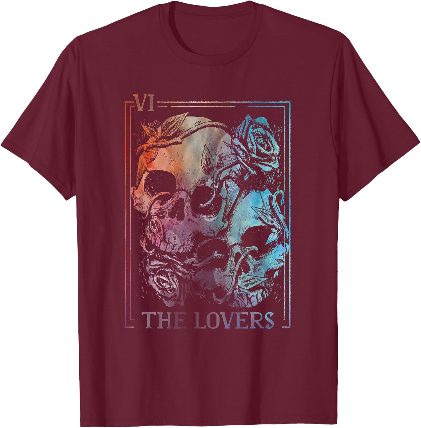 The Lovers Tarot Card Occult Goth Halloween Gothic Soulmate T-Shirt - T-Shirt | Maroon