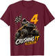 Kids 4th Birthday Monster Truck Astronaut 4 Year Old Boys Kids T-Shirt - T-Shirt | Maroon