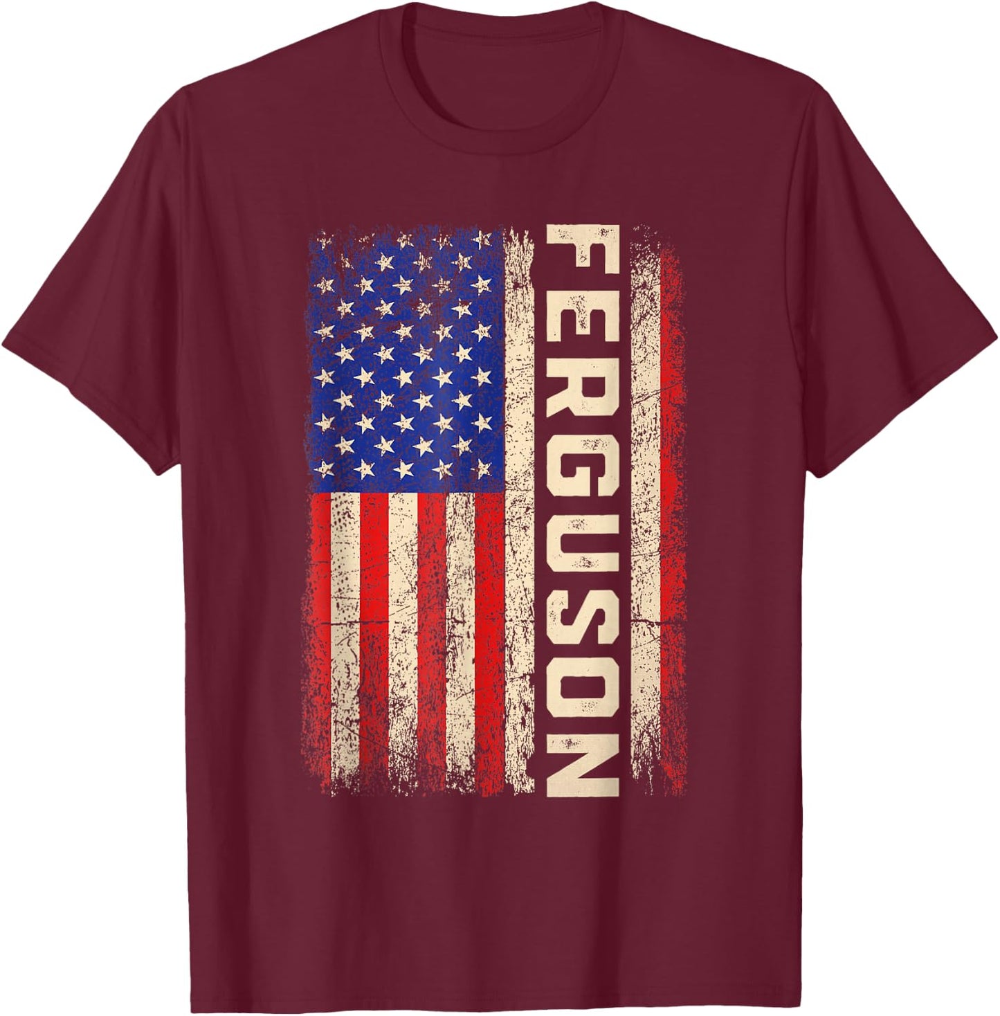 Ferguson Last Name Shirt Ferguson Name American Flag T-Shirt - T-Shirt | Maroon