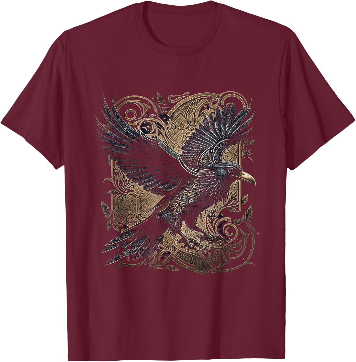 Odin's Raven Viking Valhalla Viking Mythology T-Shirt - T-Shirt | Maroon