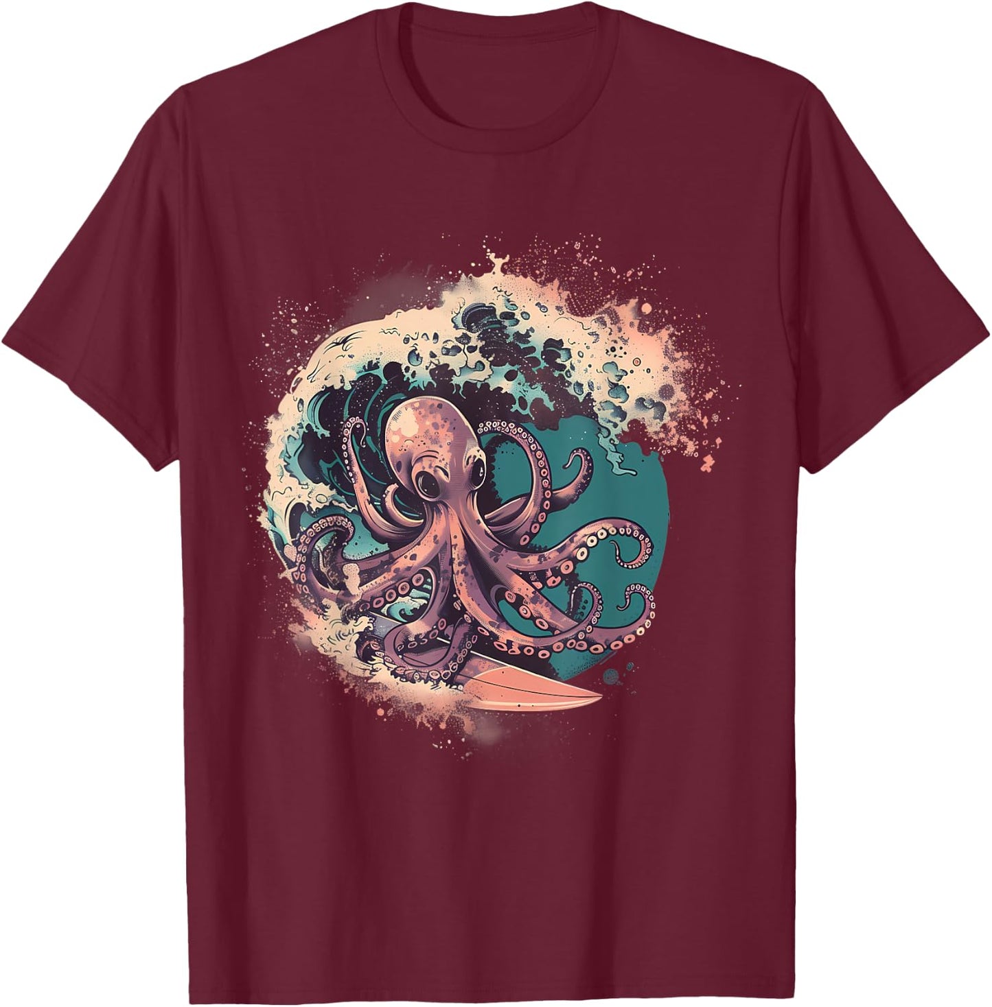 Cthulhu Sea Monster Ocean Sea Animal Octopus Lover Surfing T-Shirt - T-Shirt | Maroon