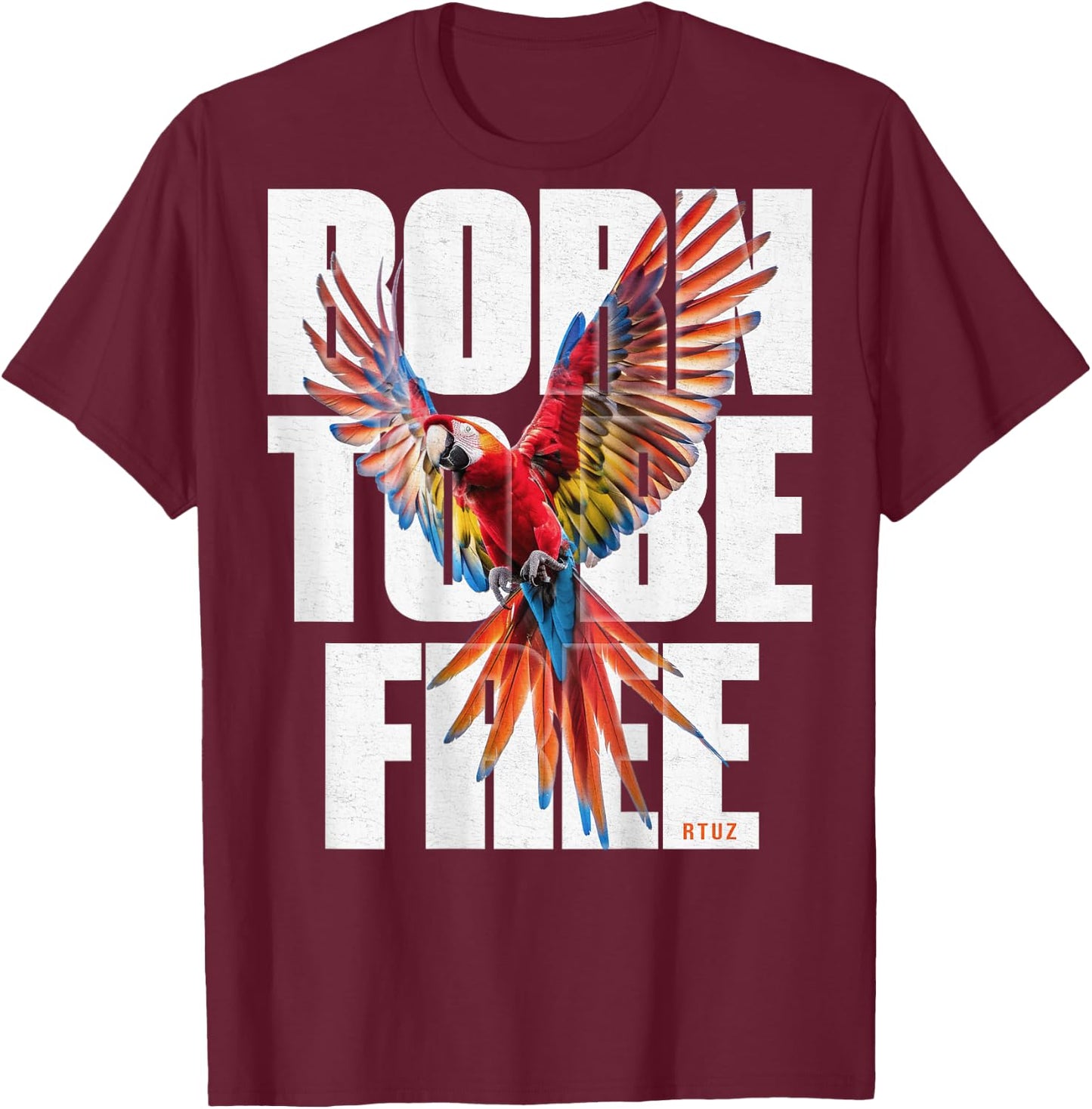 Hip Hop Y2K Vintage Urban Streetwear Backprint Ara Papagei T-Shirt - T-Shirt | Maroon