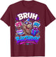 Bruh Its My Birthday Dinosaur T-rex Men Boy Kids Funny Party T-Shirt - T-Shirt | Maroon