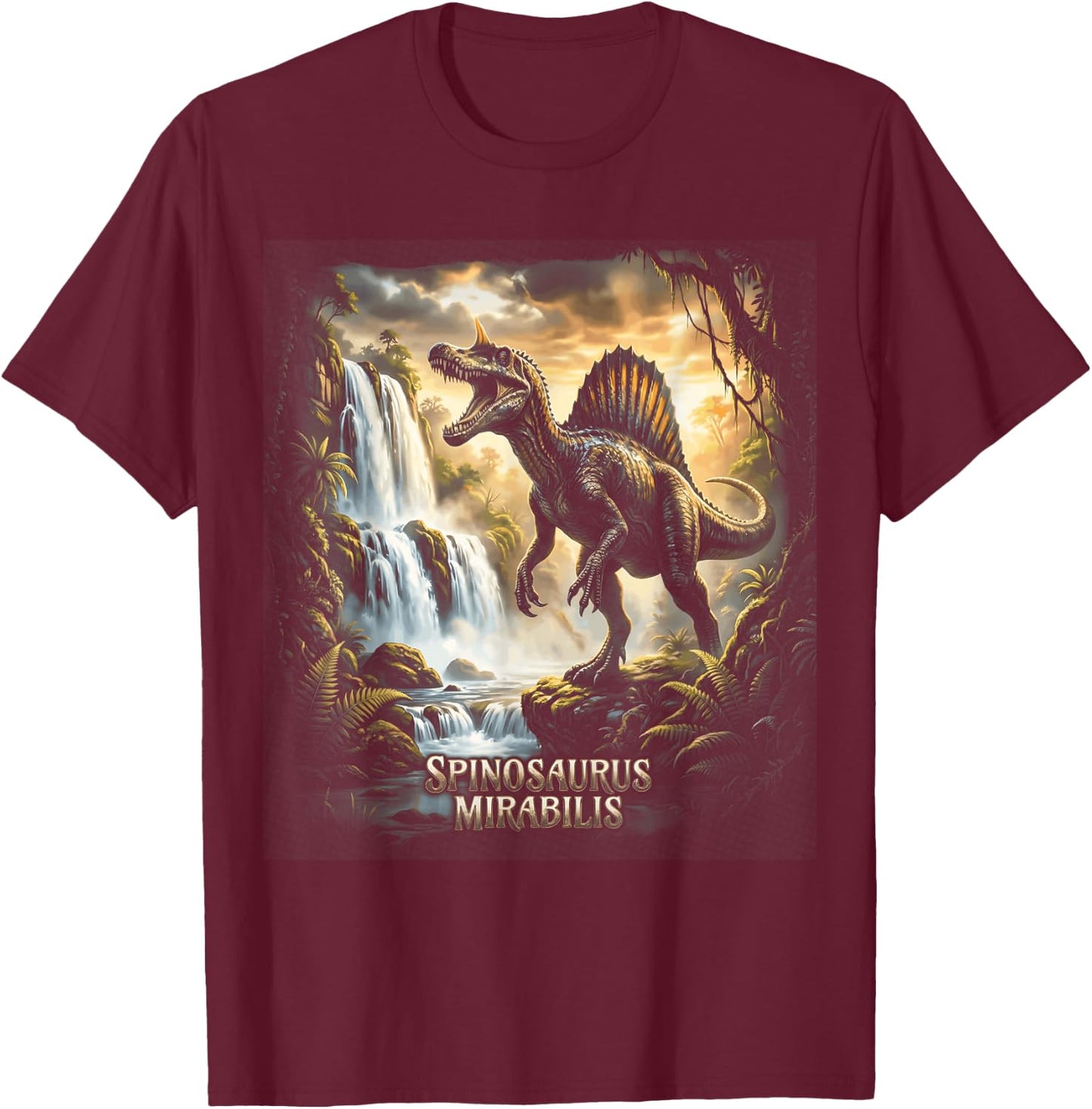 Spinosaurus Mirabilis Prehistoric Dinosaur T-Shirt - T-Shirt | Maroon