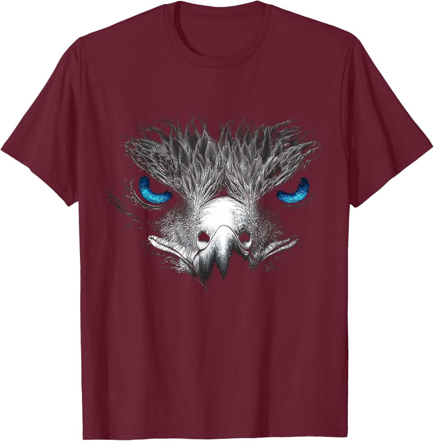Adler Vogel Grafik Tier Illustration Blaue Augen Adler T-Shirt - T-Shirt | Maroon