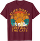 Life Goal Pet All The Cats Vintage Retro Lovers Cats T-Shirt - T-Shirt | Maroon
