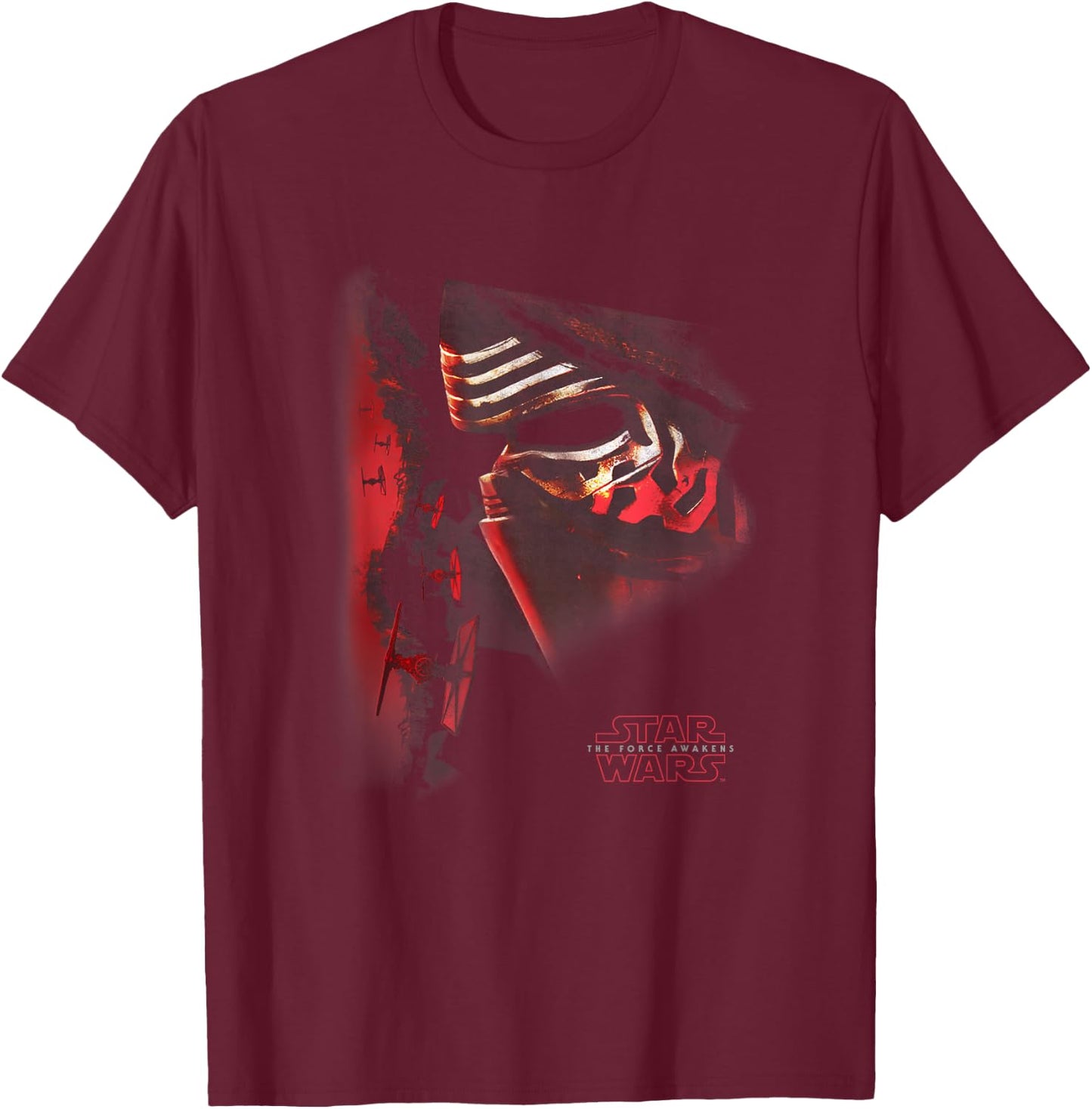 Star Wars The Force Awakens Kylo Ren Epic Big Face Portrait T-Shirt - T-Shirt | Maroon