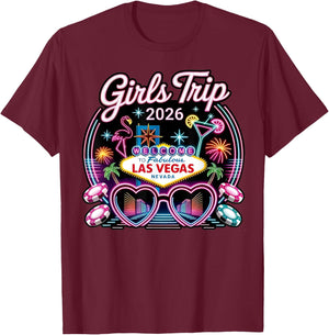 Girls Trip Las Vegas Vacation 2026 Friends Matching T-Shirt - T-Shirt | Maroon