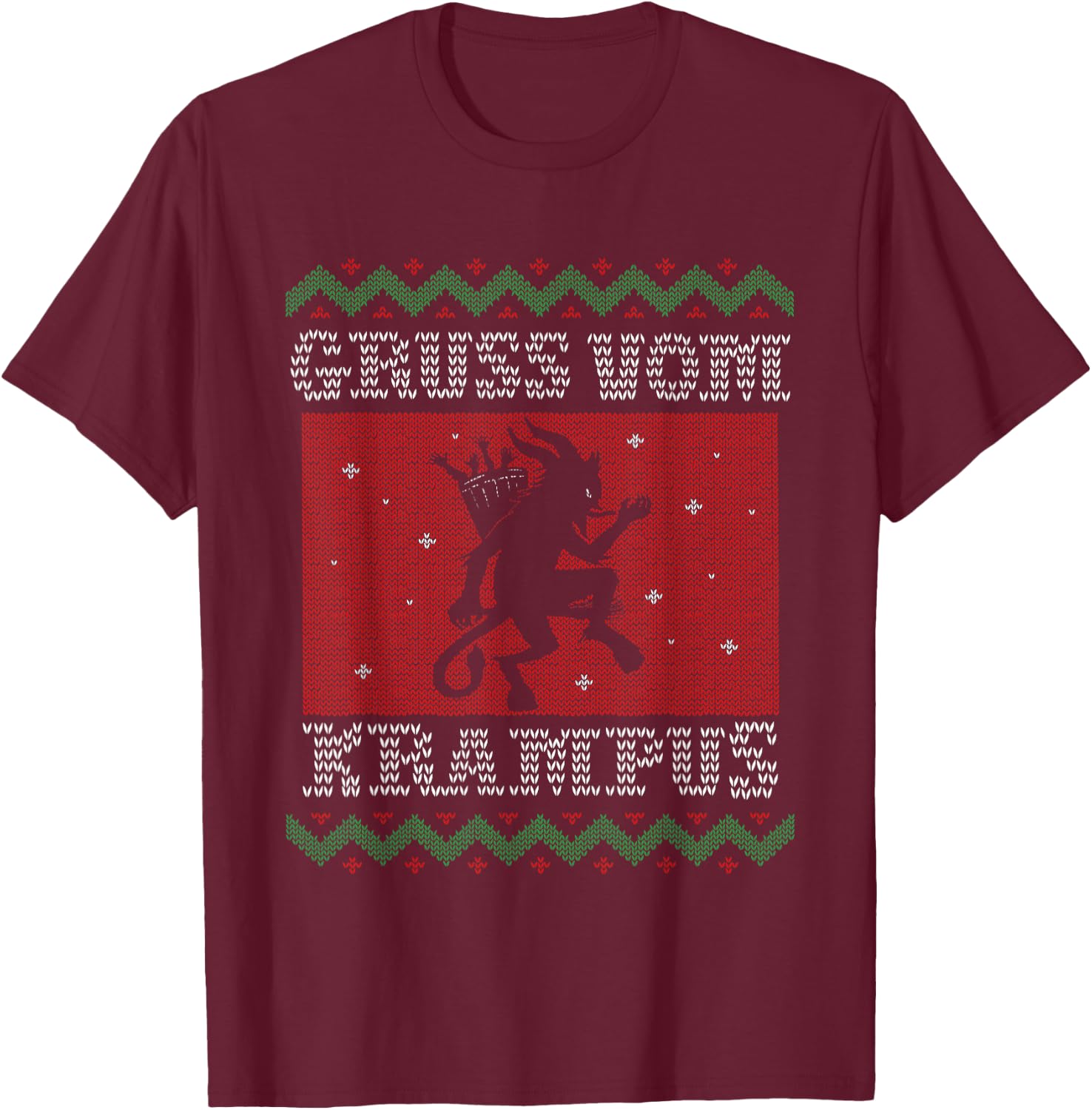 Retro Krampus Designs & Women Kramperl Christmas Demon Ugly Christmas Gruss Vom Krampus T-Shirt - T-Shirt | Maroon