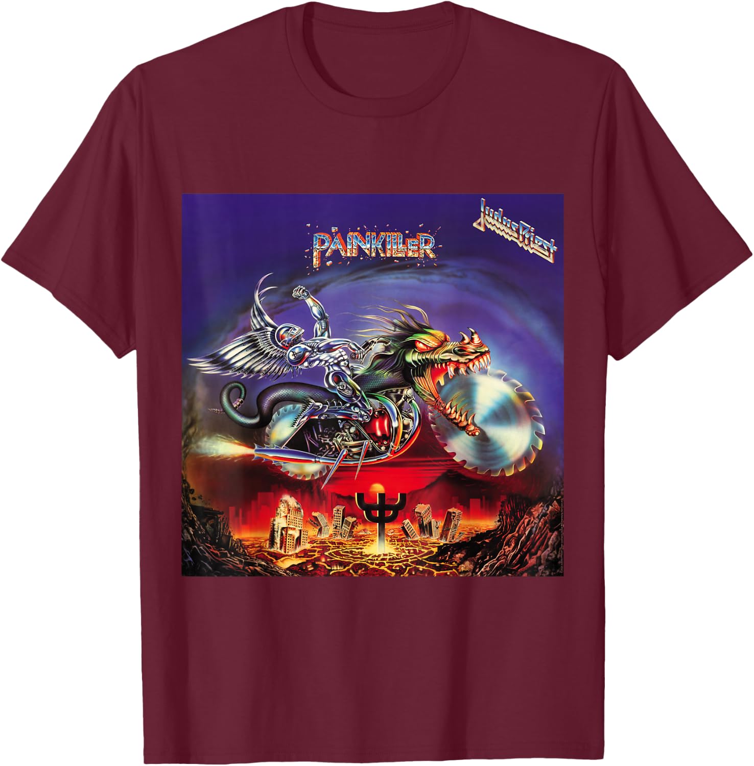 Judas Priest Pain Killer T-Shirt - T-Shirt | Maroon