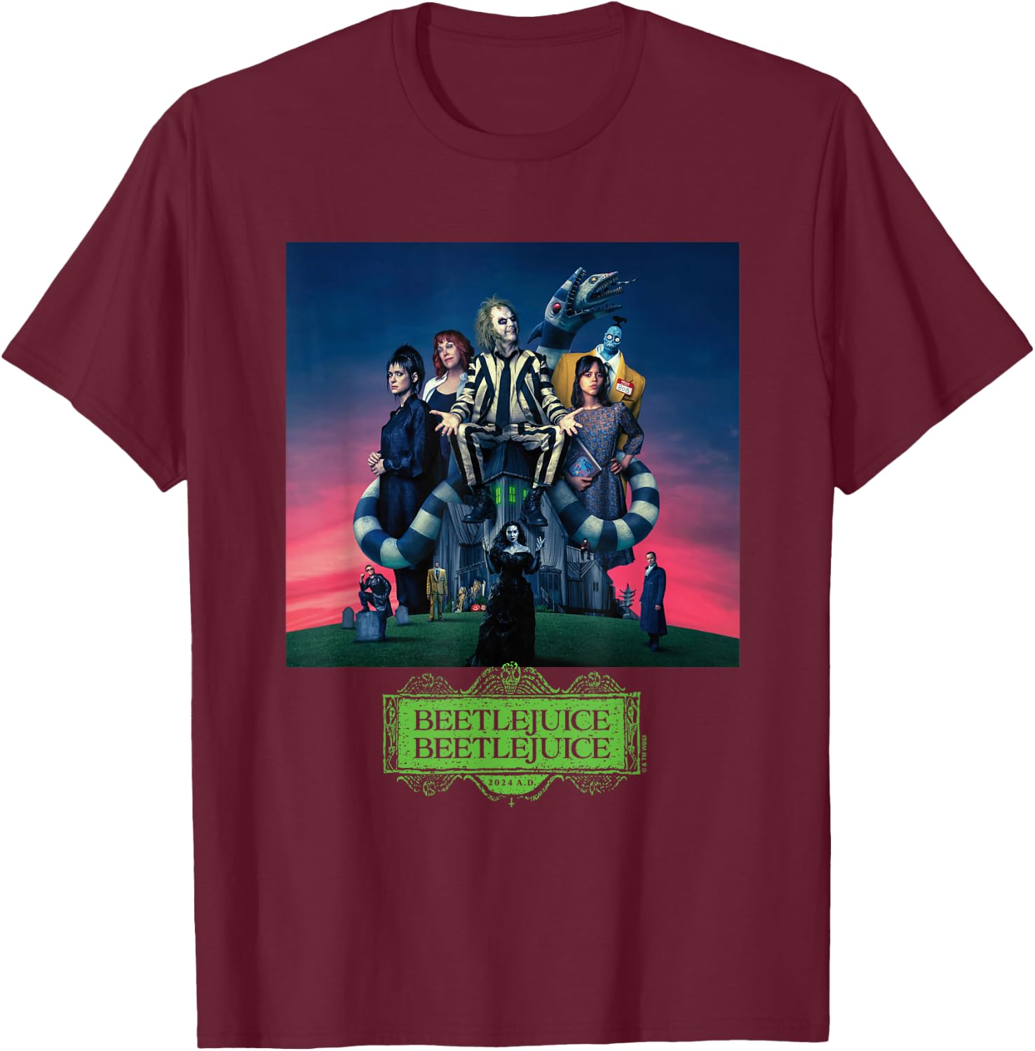 Beetlejuice Gangs All Here , Black, S T-Shirt - T-Shirt | Maroon