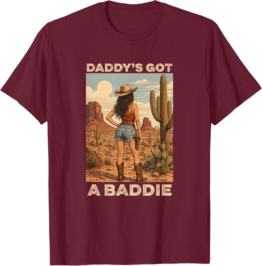 Daddy's Got a Baddie Funny Husband Dad Men Father's Day T-Shirt - T-Shirt | Maroon